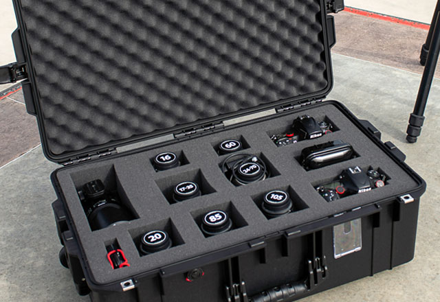 custom foam case holds camera equipment